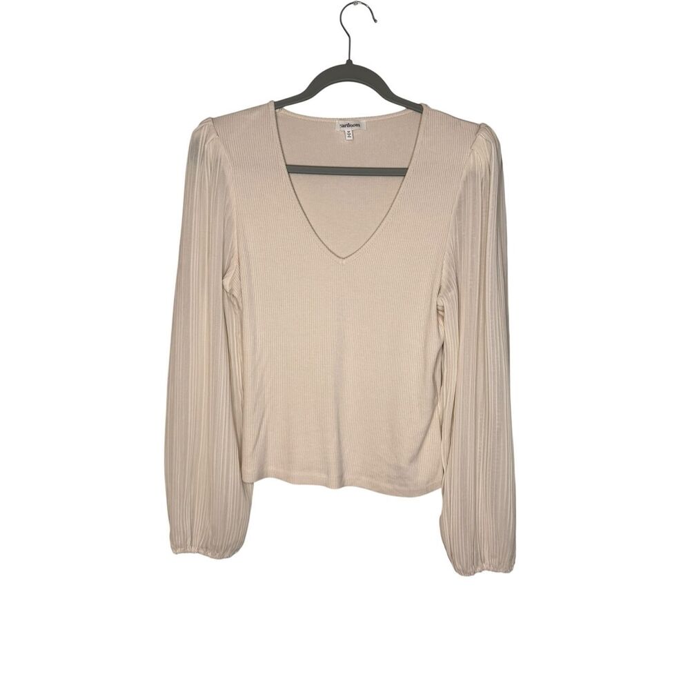 Heartloom Ribbed Balloon Sleeve Blouse Long Sleeve Size Medium
